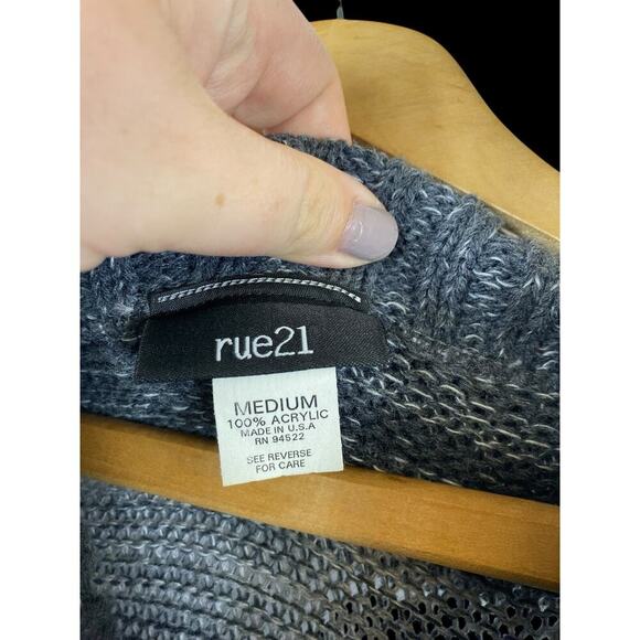 Rue 21 Tunic Sweater Top Y2K Bodycon Wiggle Gray Stripe Preppy Cowl Neck Size M - Picture 5 of 9